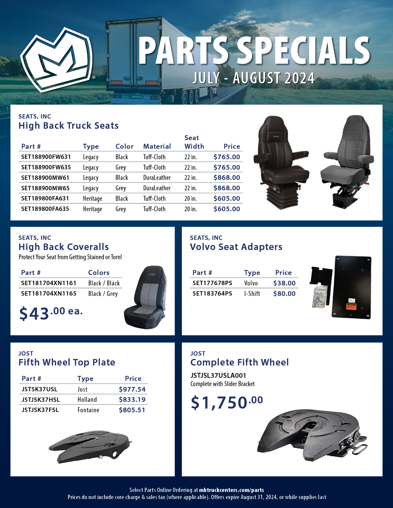 July-August 2024 Parts Specials